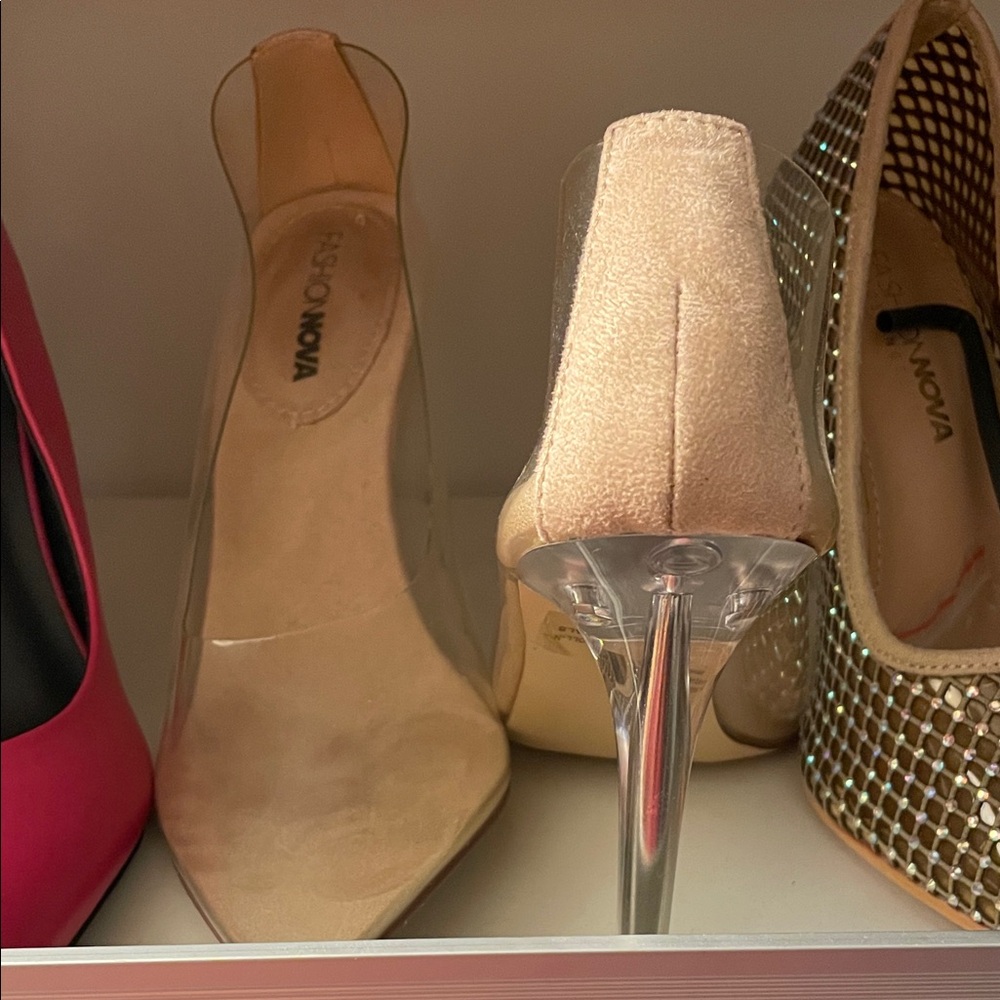 Fashion Nova Nude and Clear Heels